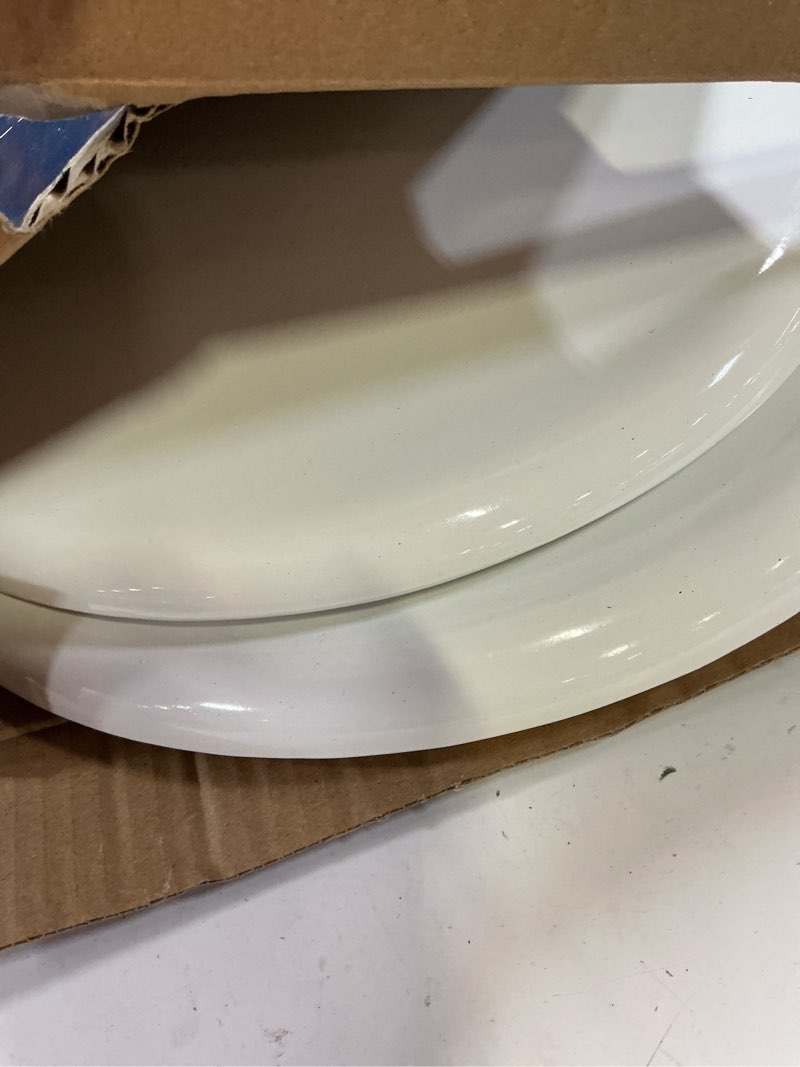Condition photo showing As Is for project source wood white round toilet seat