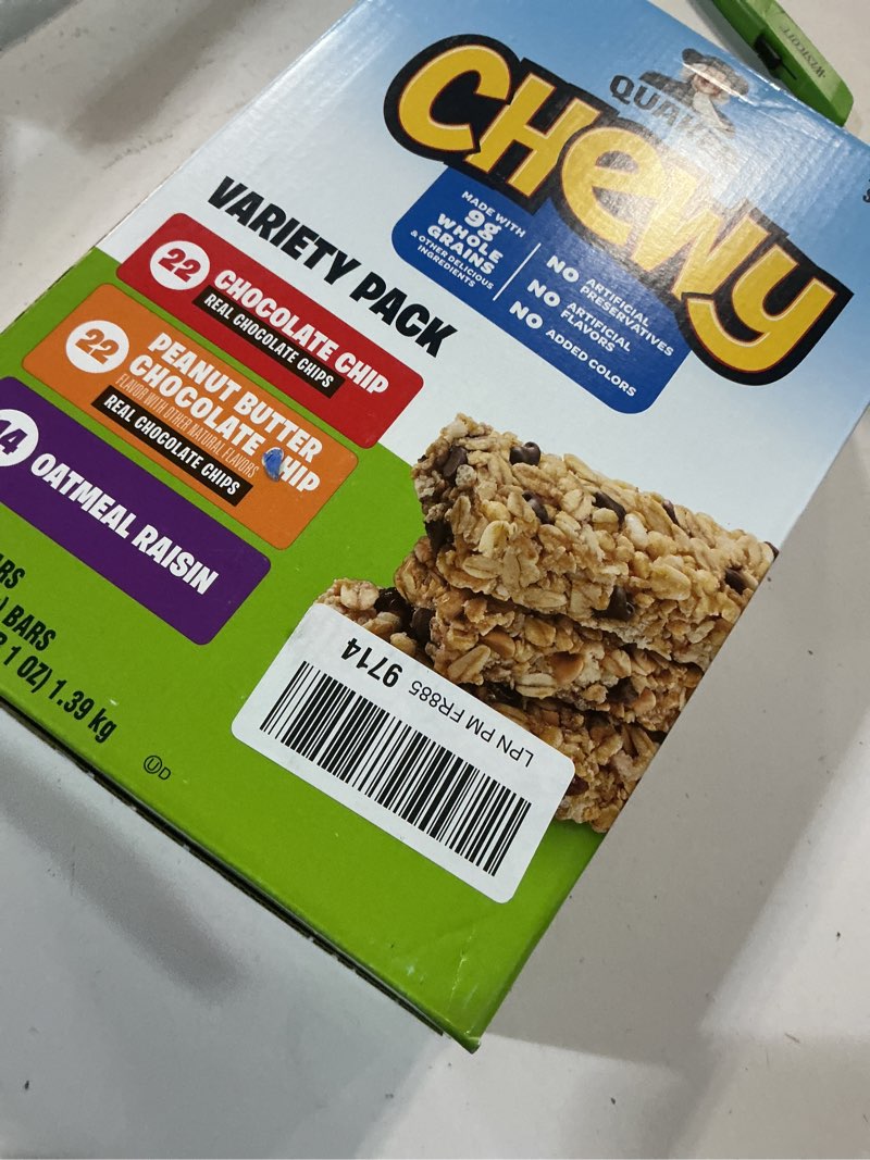 Condition photo showing New/Like New for (BB-MAY-21-26)Quaker Chewy Granola Bars, 3 Flavor Variety Pack,58 Count (Pack of 1) 3 Flavor Variety Pack, 58ct 58 Count (Pack of 1)