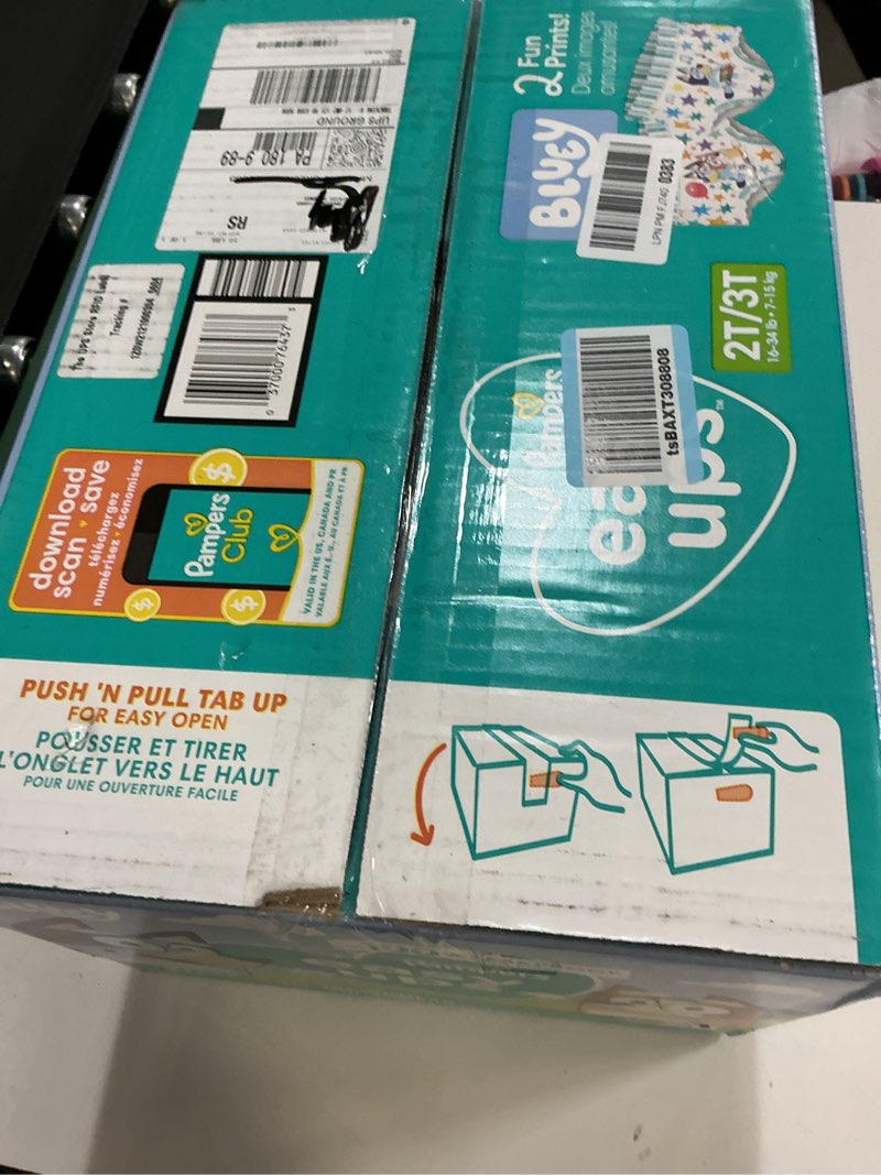 Condition photo showing New/Like New for Pampers Training Pants - Easy Ups Boys & Girls Bluey - Size 2T-3T, 140 Count, Children's Potty Underwear (Packaging May Vary) 2T-3T 140