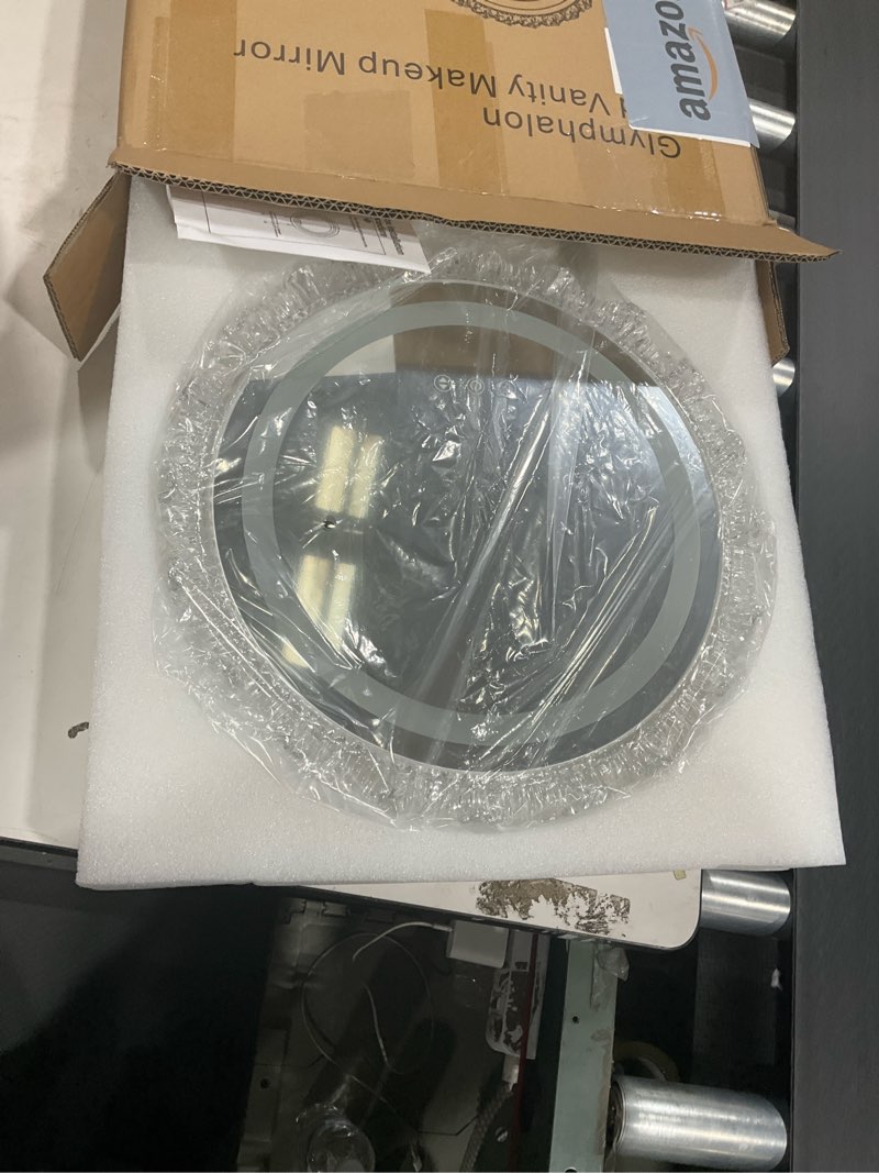 Condition photo showing New/Like New for 16" hollywood round vanity mirror with lights, 3-color led light modes, dimmable makeup mirror with smart tap panel, 360° rotating lighted mirror for dressing table