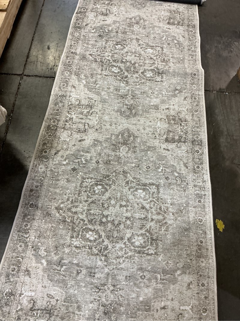 bloom rugs washable non-slip 12 ft runner - beige/gray traditional runner for entryway, hallway, bat