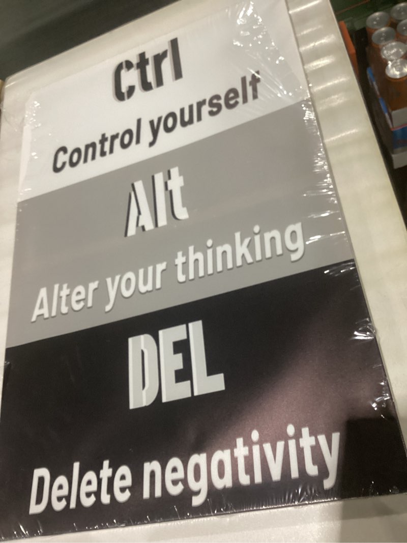 Condition photo showing Good Condition for Inspirational Canvas Wall Art Ctrl Alt Del Signs Painting Poster Prints Success Artwork Entrepreneur Quotes Positive Picture Office Wall Decor for Living Room Gym Stretched and Framed [24''Wx36''H] White Grey 24"L x 36"W