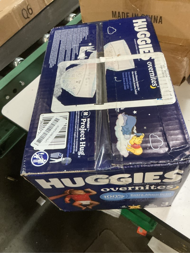 Condition photo showing New/Like New for huggies overnites size 3 overnight diapers (16-28 lbs), 66 ct, packaging may vary size 3 66