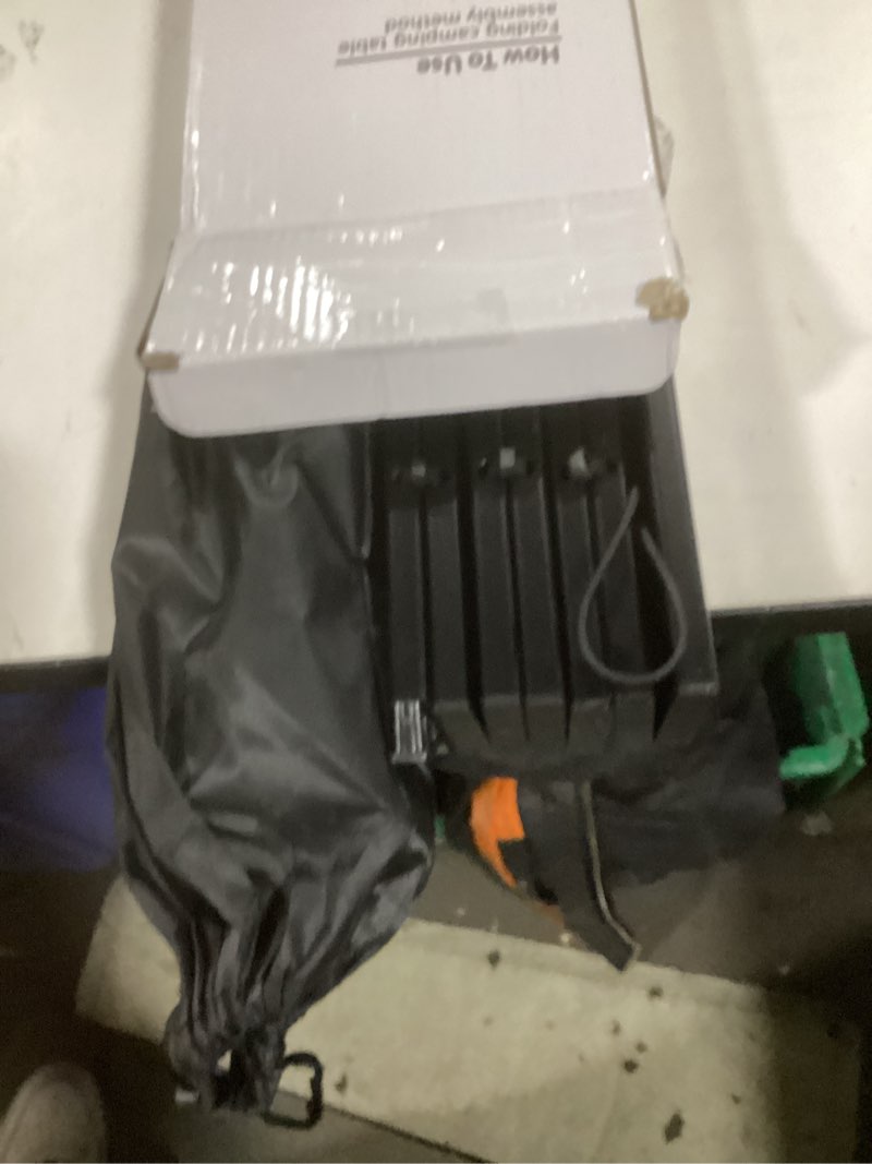 Condition photo showing As Is for Grope Portable Camping Table with Aluminum Table Top, Folding Beach Table Easy to Carry, Prefect for Outdoor, Picnic, BBQ, Cooking, Festival, Beach, Home Use (Black-M) Black Medium