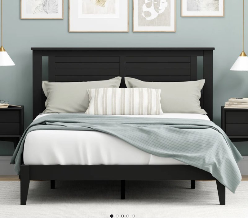 Mid-Century Panel Bed - Full Size - Black - Box 1 Of 2 INCOMPLETE  Only few panels