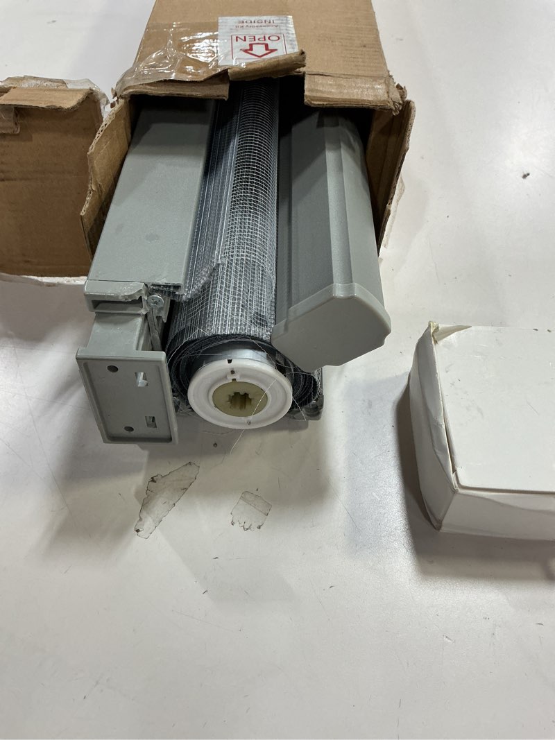 Condition photo showing As Is for Joydeco No Drill Zebra Blinds for Windows, Cordless Day & Night Dual Sheer Roller Shades, Easy Installation, Free-Stop Lift System, Light Filtering Privacy Blinds for Home(Grey,32" W x 75" H) A-grey (No Drill) 32"W x 75"H