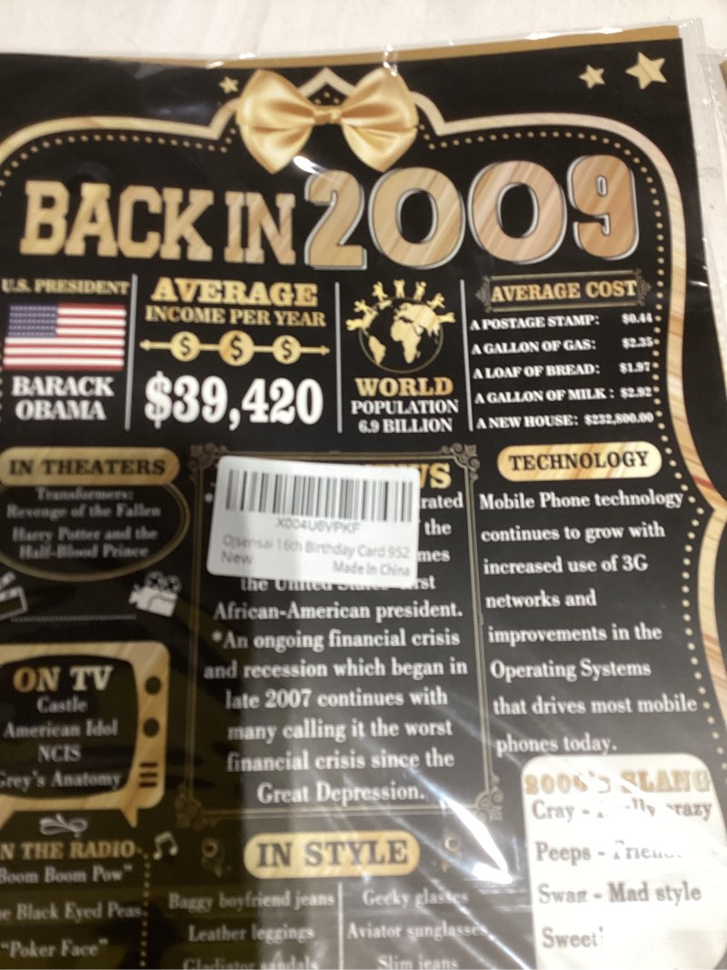 Condition photo showing New/Like New for OJsensai Happy 16th Birthday Card & Gifts for Boys Girls Him Her,13 Year Old Birthday Decorations for Teenagers Son Daughter Nephew Niece OJ 952