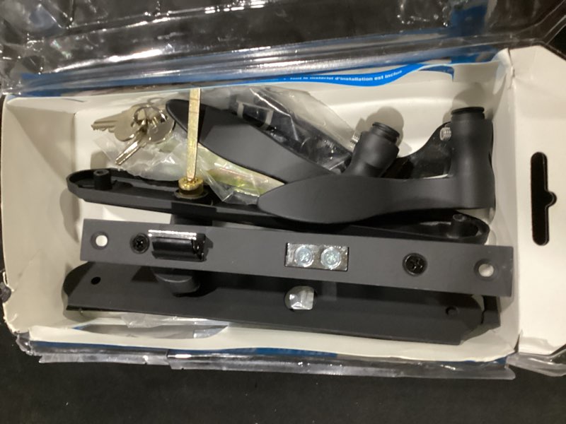 Condition photo showing As Is for wright products serenade mortise keyed lever mount latch with deadbolt for screen and storm doors, matte black
