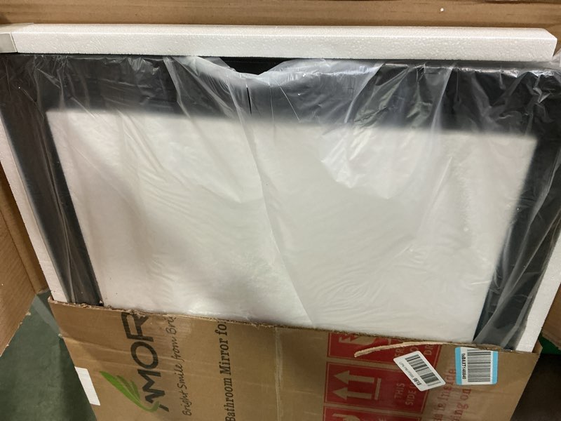 Condition photo showing Good Condition for Amorho Black Bathroom Mirror, 24x32 Inch Thick Metal Framed Wall Mirrors for Over Sink, Bedroom, Living Room, Entryway, Rectangle Wall-Mounted Mirrors(Horizontal/Vertical). Black 32"L x 24"W