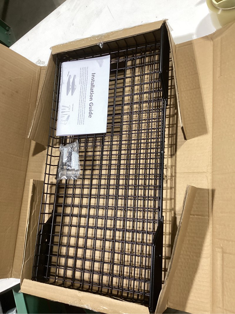 Condition photo showing Good Condition for WALMANN 2 Pack Garage Wall Shelf, 23.5" x 12" Wall Mounted Storage Shelves for Garage, Closet, Laundry Room, Heavy Duty Wall Shelving, Holds Up to 65 lbs(Black)