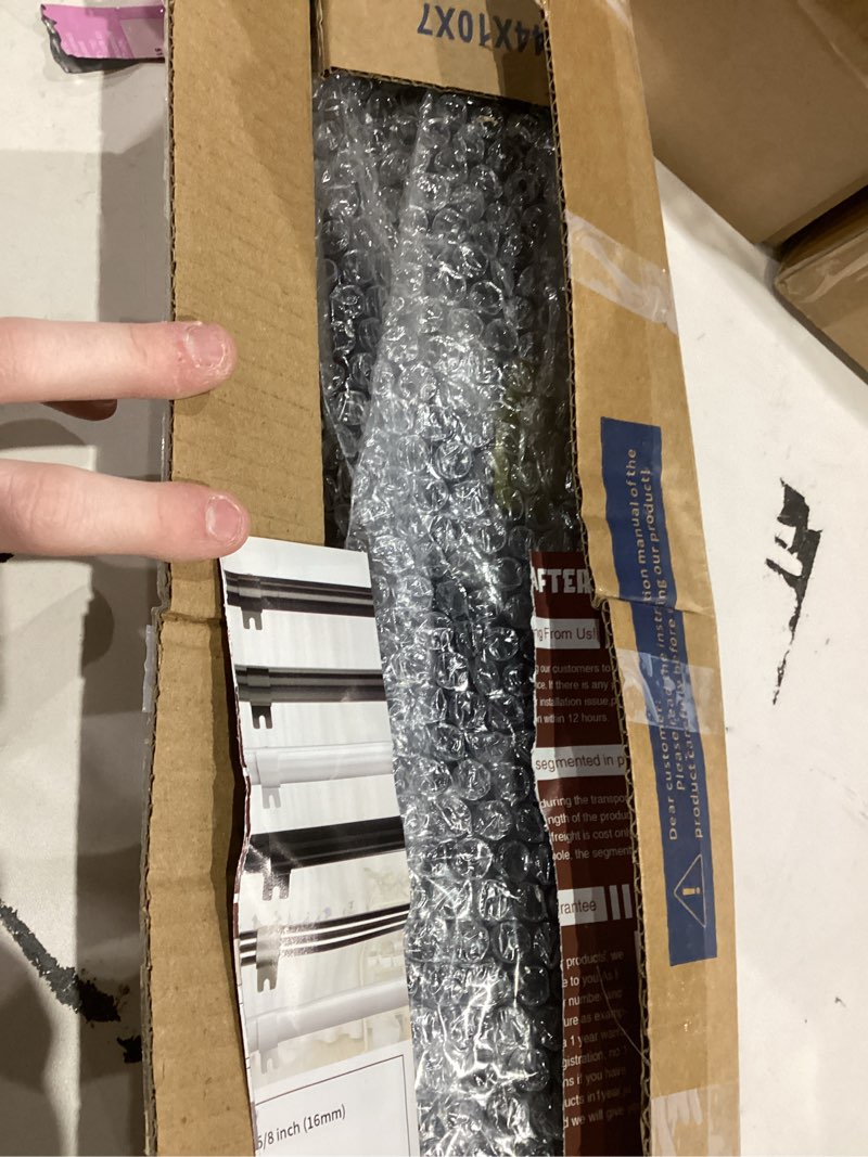 Condition photo showing As Is for Black Curtain Rods for Windows 28 to 48 Inch - 1”Heavy Duty Curtain Rod with Adjustable Brackets,Stainless Steel Metal Drapery Rods for Kitchen,Bedroom,Sliding Door 28-48"