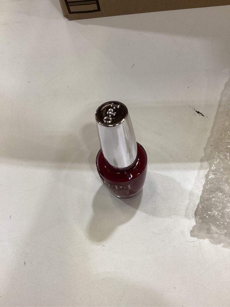 Condition photo showing Good Condition for opi nail lacquer nail polish | opaque dark red crème chip resistant nail polish | fast drying, streak free malaga wine
