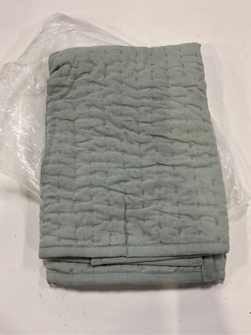Condition photo showing Good Condition for european linen cotton stitch quilted euro sham, euro, mist