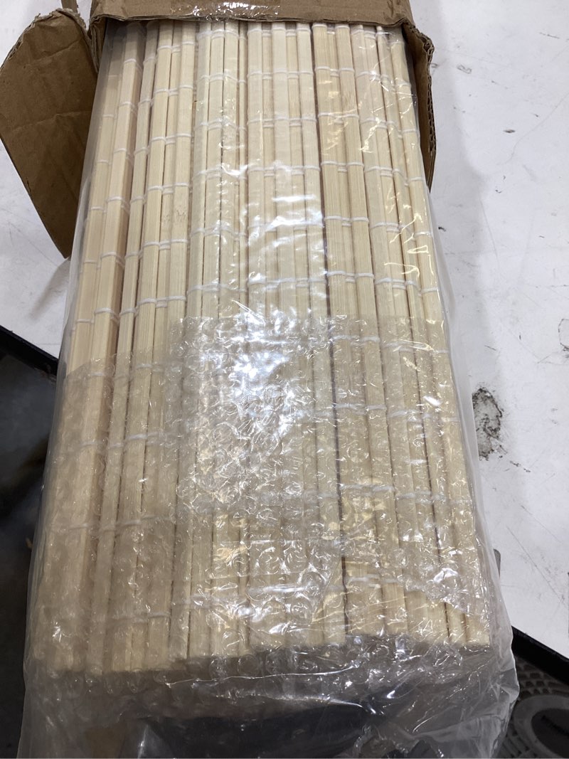Condition photo showing Good Condition for lazblinds no tools no drill cordless bamboo roman shades, privacy window treatment, roll up bamboo blinds for windows 29'' w x 64'' h, natural privacy-natural 29" w x 64" h
