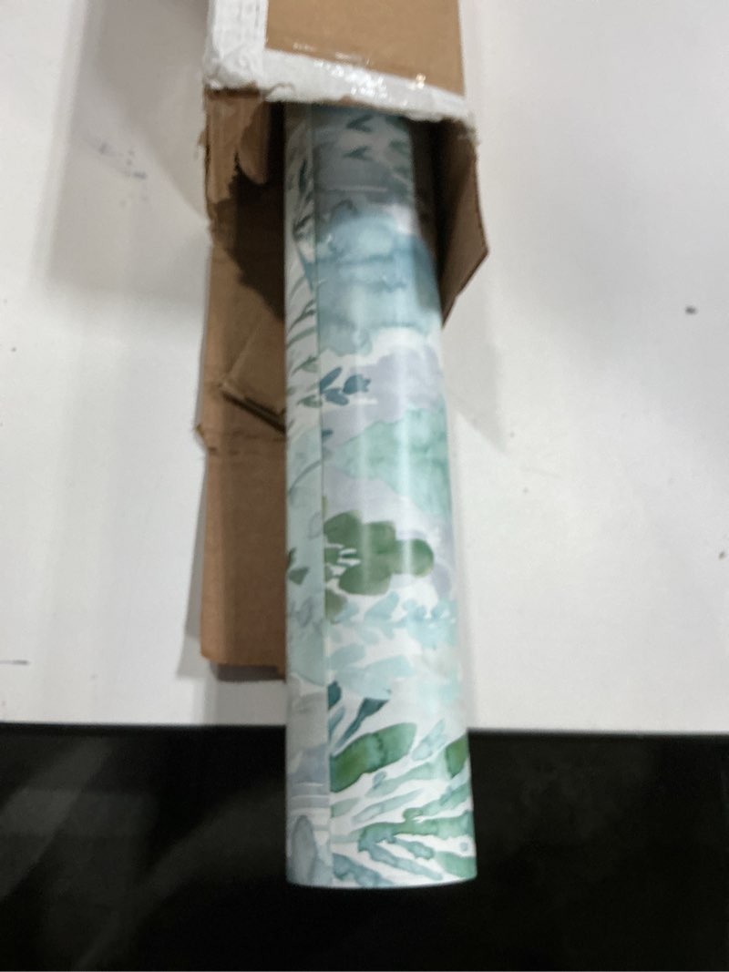 Condition photo showing As Is for RoomMates RMK12329PLW Green Watercolor Tree Mosaic Peel and Stick Wallpaper