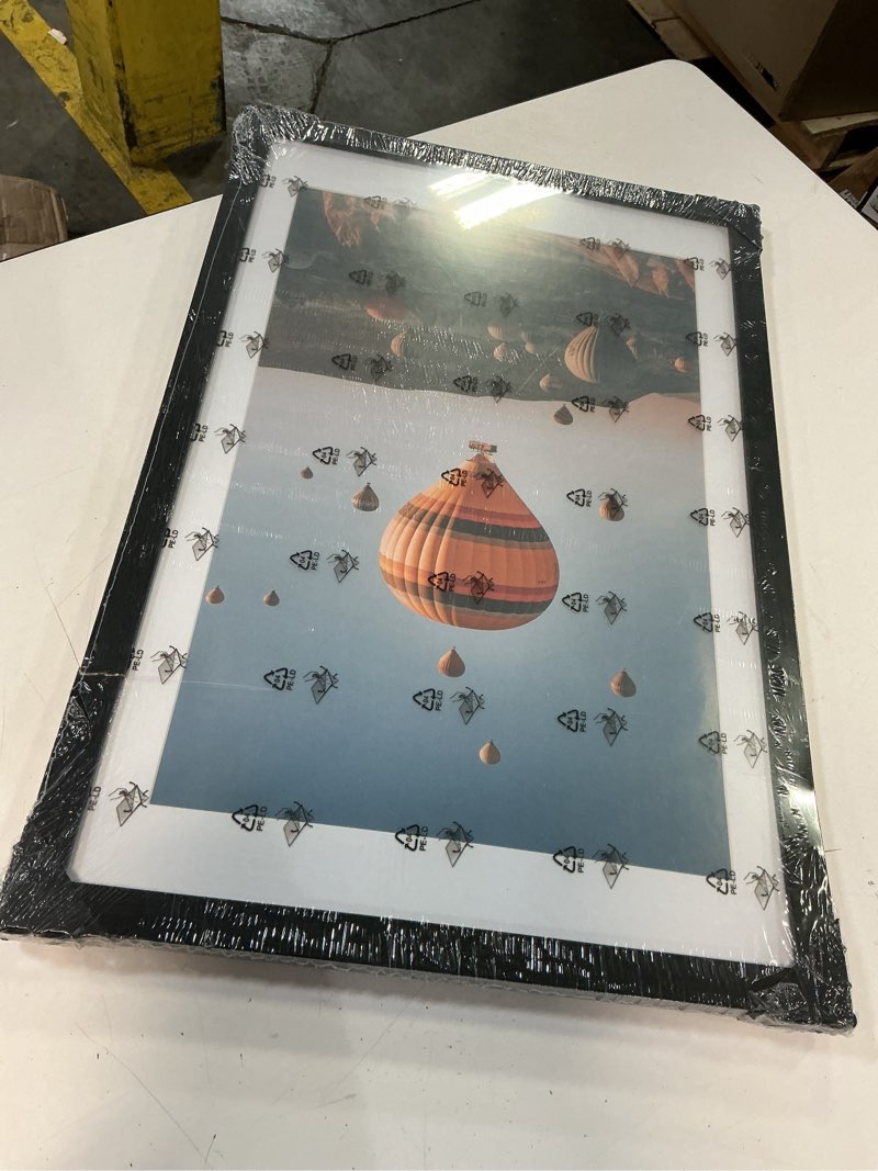 Condition photo showing As Is for 13x20 picture frame with 11x17 mat, display photo 11x17 with mat or 13 x 20 without mat, wall hanging large 13 by 20 poster frame with plexiglass, black black 13x20 inch