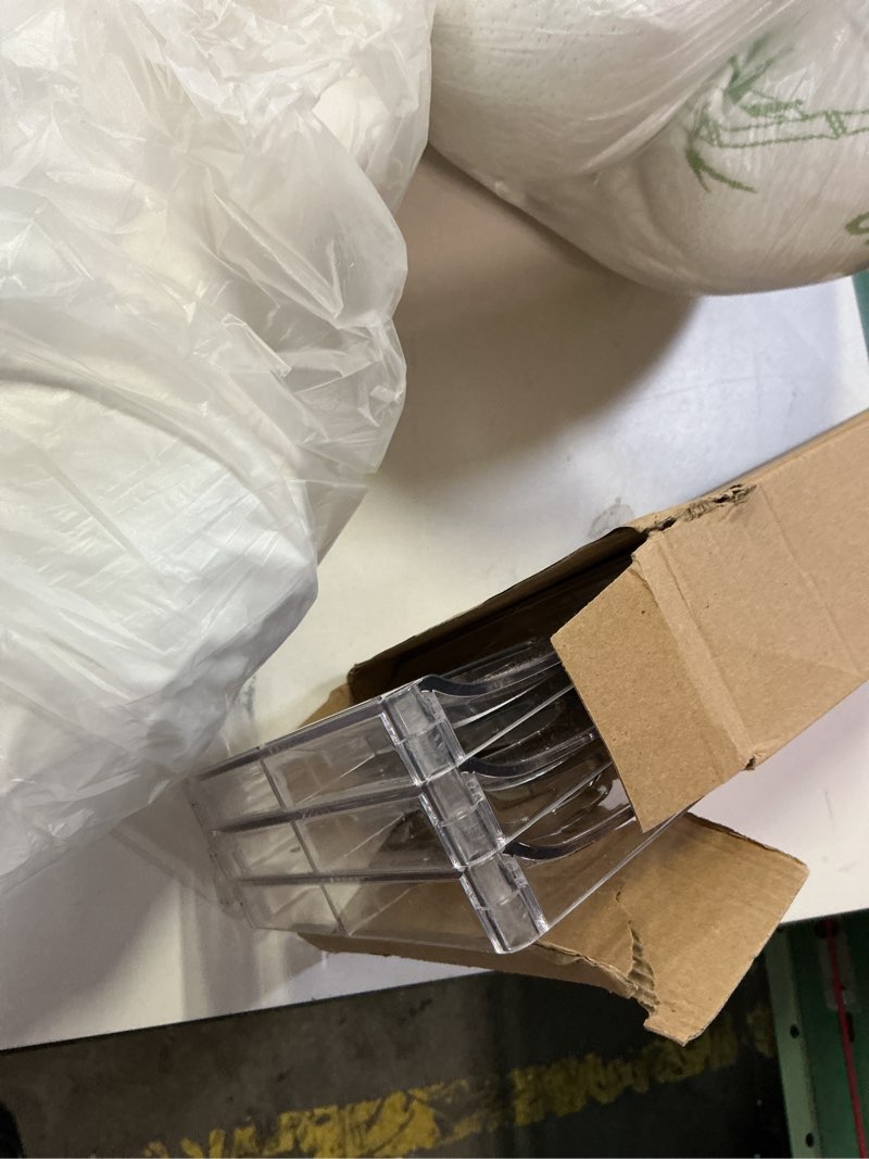 Condition photo showing item condition for LARGER Compartment - 3 Tier Stackable Water Bottle Organizer Holder - for Stanley 40oz & Others' Large Tumbler - Clear Wine Rack, 12 Cup Bottle Holder for Cabinet Home Countertop Fridge Pantry Shelf 3 Tier - Hold 12 Clear