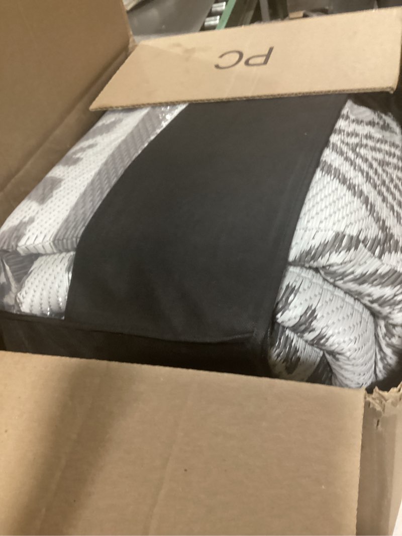 Condition photo showing Good Condition for Large Rv Outdoor Rugs for Camping Outdoor Rug 10x14 Patio Waterproof 10x14 Plastic Patio Rug for Outside, Reversible Grey and White Boho Stripe Woven Mat for Deck, Porch, Camping, Balcony, RV, Yard 10' x 14' (Rectangular) Grey&white