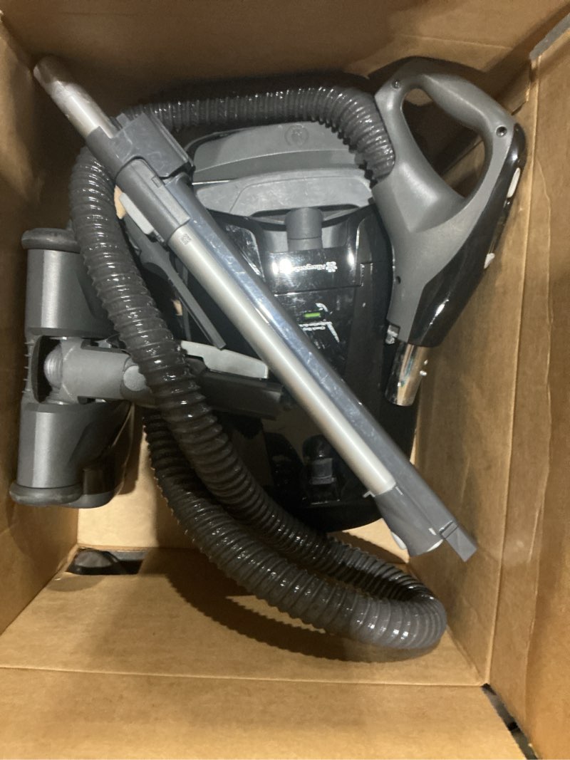 Condition photo showing As Is for kenmore bc3006 400 series pet friendly lightweight bagged canister vacuum cleaner 2-motor design with hair eliminator brushroll, hepa filter, led headlight, extended wand and auto cord rewind black