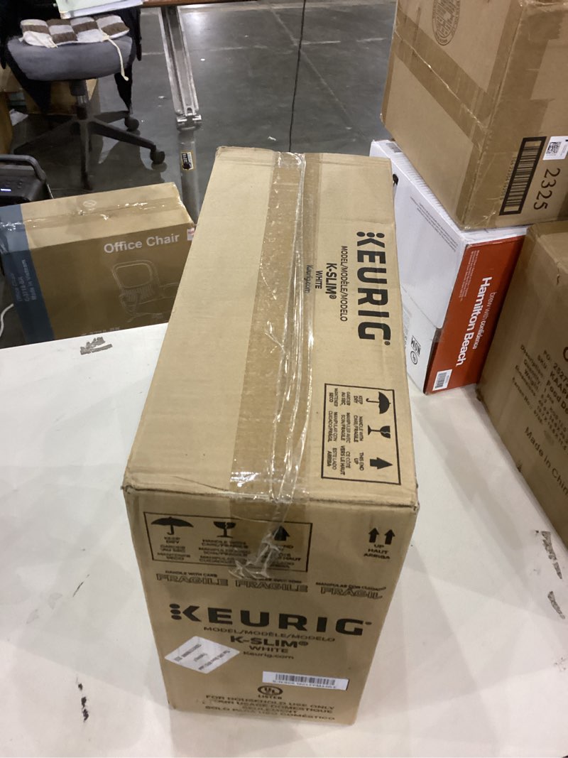 Condition photo showing As Is for Keurig K-Slim Single Serve K-Cup Pod Coffee Maker, Multistream Technology, 3 Brew Sizes, Slim and Sleek Design, 46oz Removable Reservoir, White