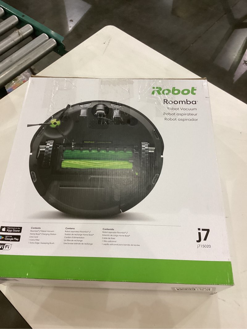 Condition photo showing As Is for iRobot Roomba j7 (7150) Wi-Fi Connected Robot Vacuum - Identifies and avoids Obstacles Like pet Waste & Cords, Smart Mapping, Works with Alexa, Ideal for Pet Hair, Carpets, Hard Floors, Roomba J7