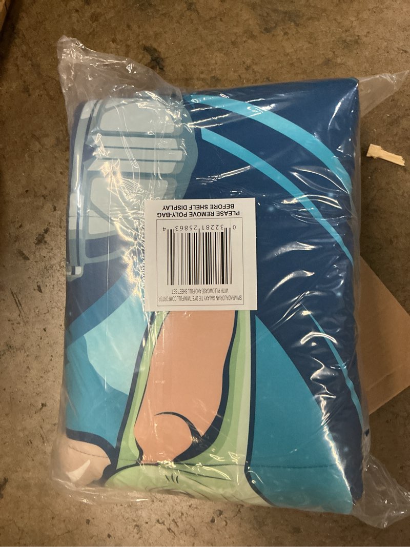 Condition photo showing New/Like New for the mandalorian baby yoda kids 2 piece blue reversible comforter and sham bedding set, twin/full