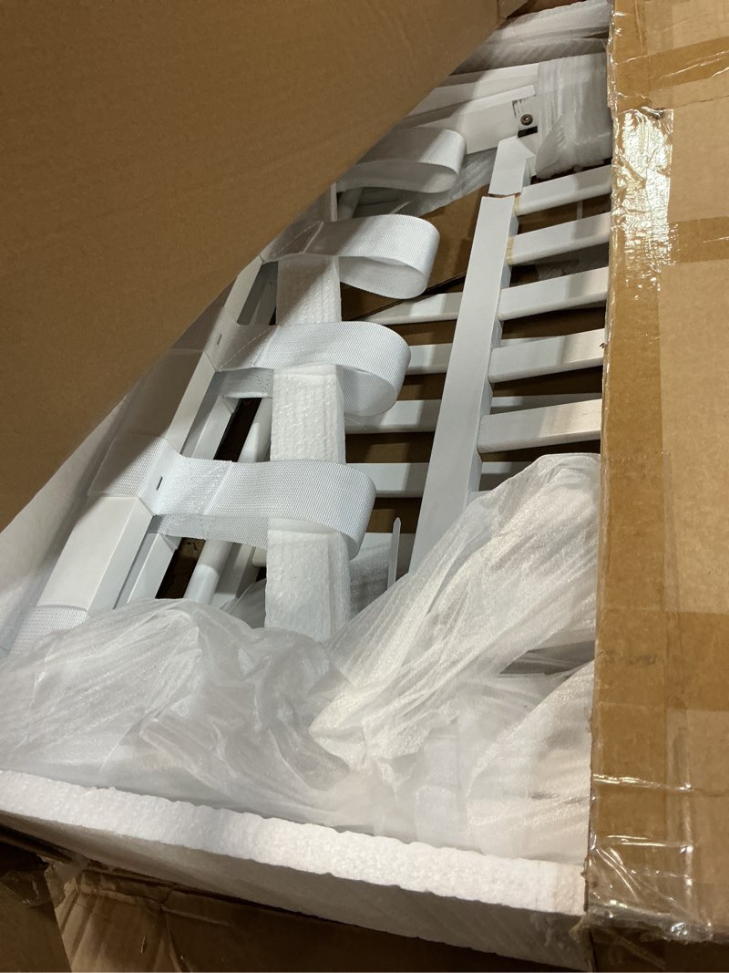 Condition photo showing As Is for songmics solid wood luggage racks, set of 2, no assembly required, foldable suitcase stand, luggage holder, with storage shelf, for guest room, hotel, bedroom, cloud white urlr021w01 cloud white 2 pack