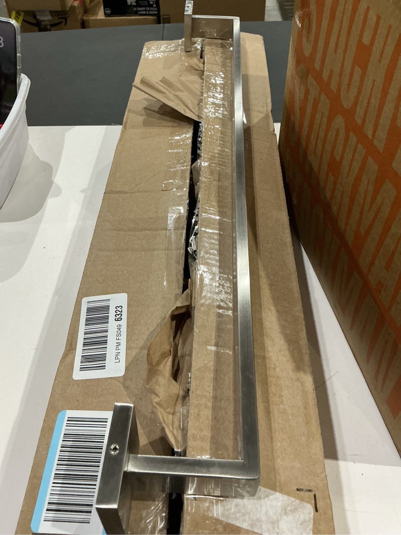 Condition photo showing Good Condition for 28 inch towel bar 2 pack for bathrooms 12/16/20/24/28/32/36 inch stainless steel 304 brushed nickel towel holder modern square towel rod rustproof wall mount (2, brushed nickel, 28 inch) 28 inch brushed nickel 2