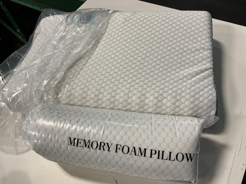 Condition photo showing Good Condition for cooling pillows queen size set of 2, memory foam bed pillows for sleeping, ergonomic cervical pillow for neck and shoulder pain relief, with pillowcase?grey? grey 2 pack