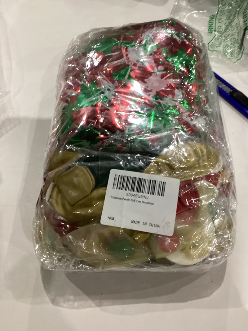 Condition photo showing New/Like New for 53Pcs Christmas Parade Golf Cart Decoration Set Include Christmas Banner Xmas Snowflake Garland Gift Wrap Xmas Spiral Decorations Balloons for Golf Cart Decor