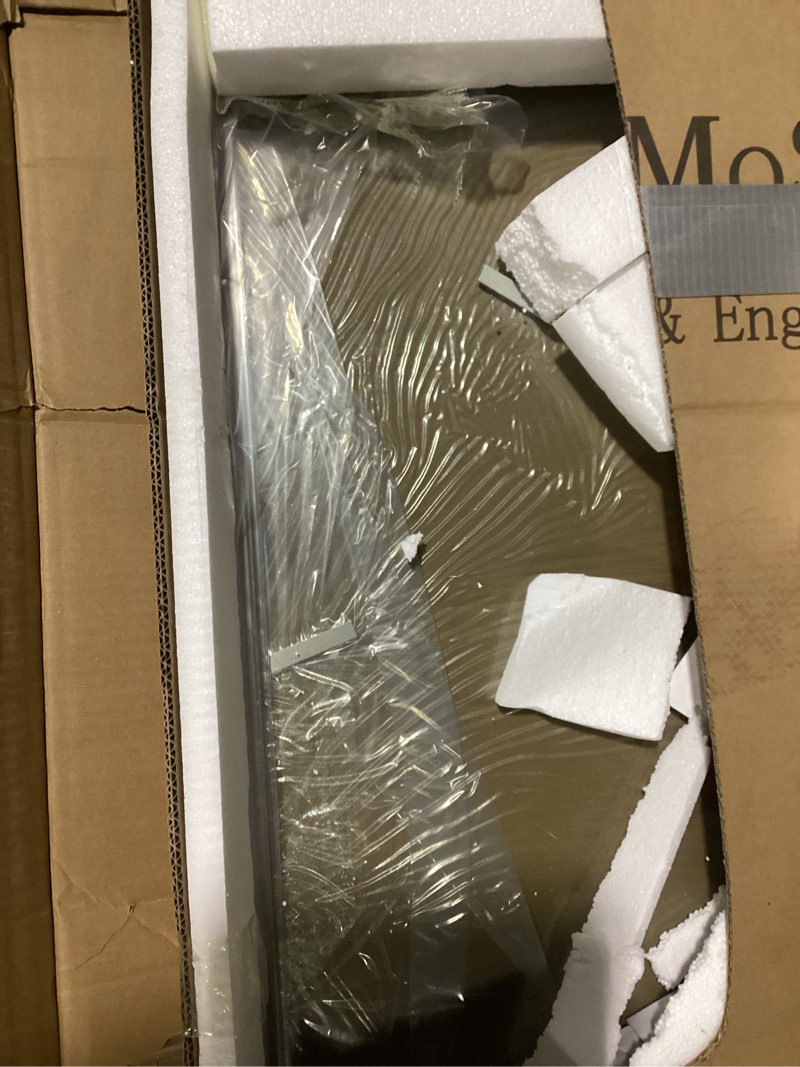 Condition photo showing New/Like New for Milano Double Sliding Shower Door, 56-60" W x 74" H Framed Shower Door 5/16"(8mm) Clear SGCC Tempered Glass, 18 inch Pull Handle, Stainless Steel Hardware, Brushed Nickel