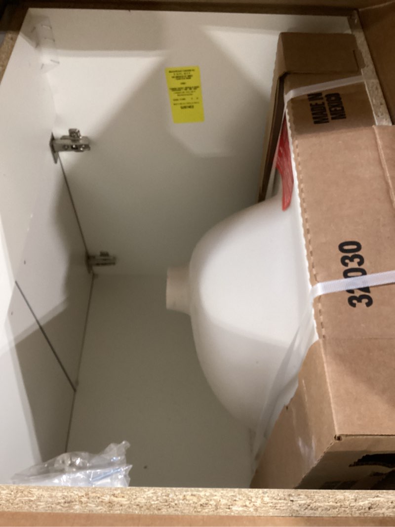 Condition photo showing New/Like New for project source dover 24-in light gray single sink bathroom vanity with white cultured marble