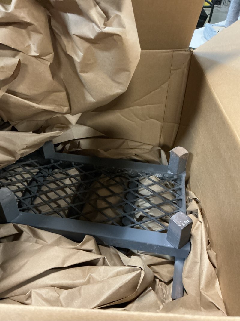 Condition photo showing As Is for Permade Fireplace Grate with Ember Retainer, 24 Inch Fireplace Log Grate, Heavy Duty Steel Fire Grate, 7/10" Bar Wood Stove Grate,Chimney Hearth Rack Holder for Outdoor Camping Fire Pit,Indoor 24inch