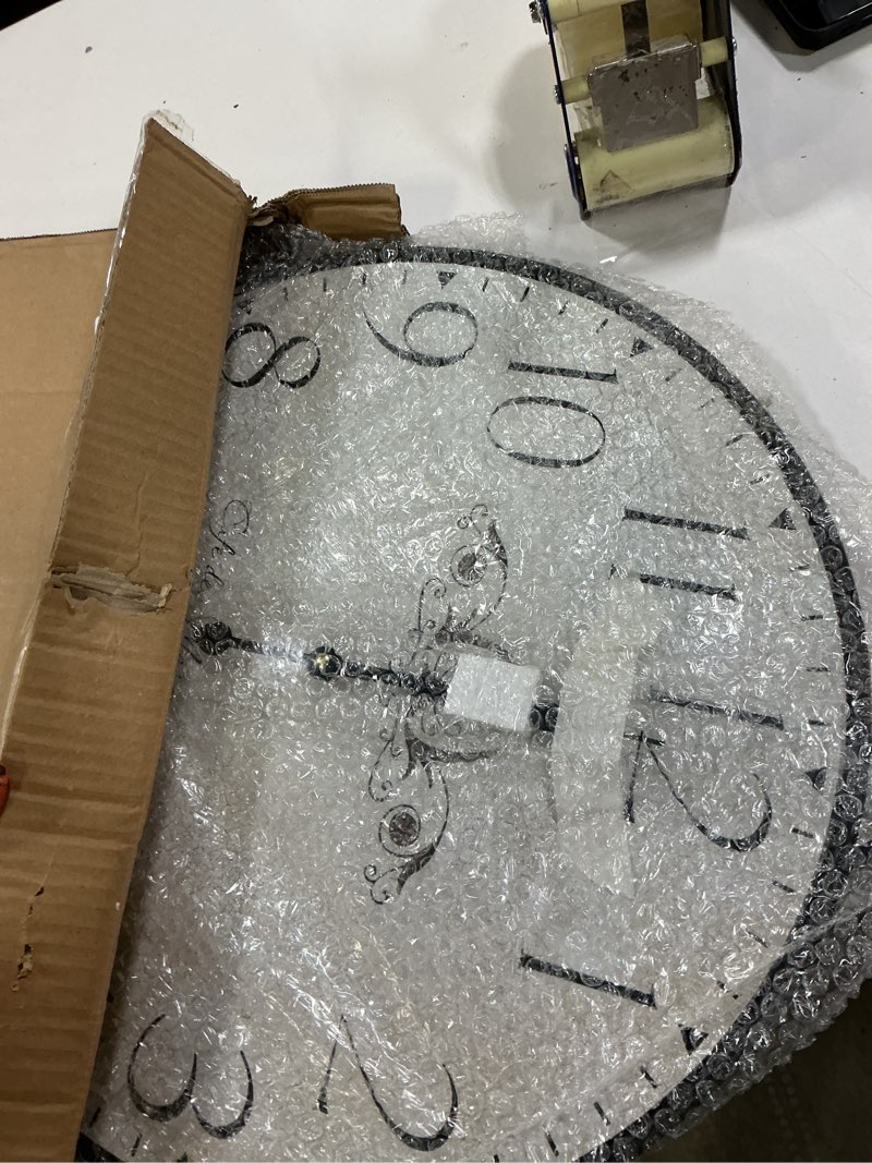 Condition photo showing New/Like New for 24 inch large farmhouse wall clock, wrought iron frame with warm gray finish, silent battery operated wall clock for living room kitchen bedroom vintage wall clock-24'' 24 inch