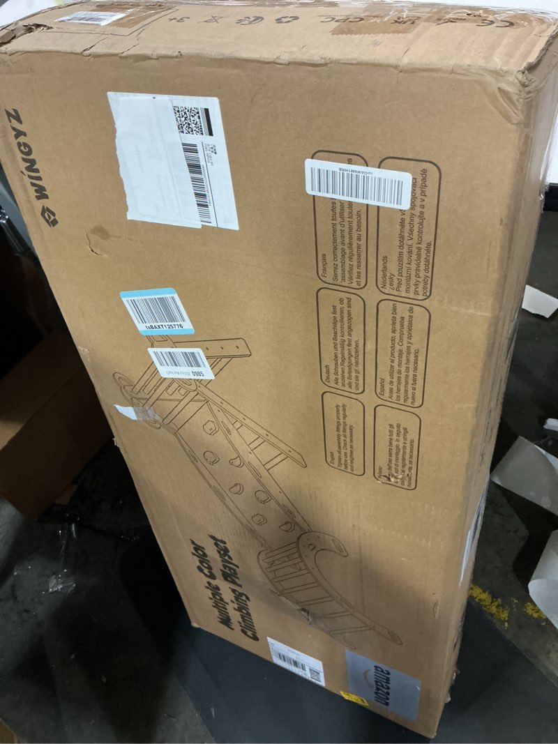 Condition photo showing New/Like New for wingyz 8-in-1 Pikler Triangle Set-Foldable Baby Climbing Toys with Cushion,Arch, Ramp & Ladder | Montessori Toddler Climber Indoor Jungle Gym for Kids (Blue)