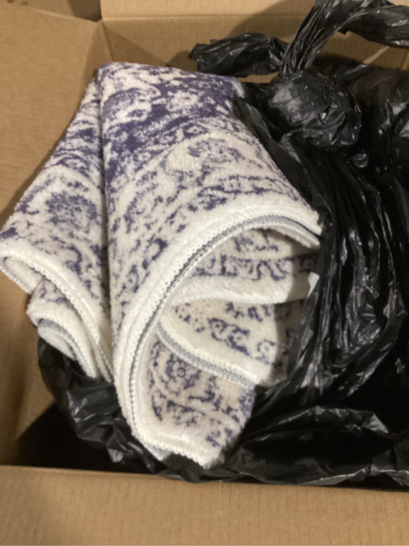 Condition photo showing Good Condition for AMADA HOMEFURNISHING 8x10 Washable Area Rug, Low-Profile Large Area Rug with Non-Slip Backing & Durable Edge Binding, Vintage Large Rugs for Living Room, Bedroom, Dining Room 8' x 10' (Rectangular) Blue