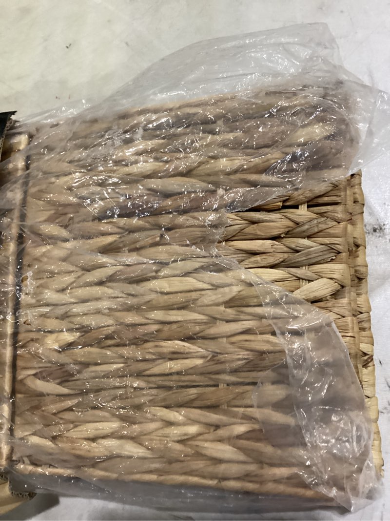 Condition photo showing Good Condition for water hyacinth storage baskets 11x11x11 inch wicker storage cubes set of 2baskets,handwoven foldable wicker cubes with sturdy handles, rustic laundry organizer for bedroom shelves, kitchen, bathroom