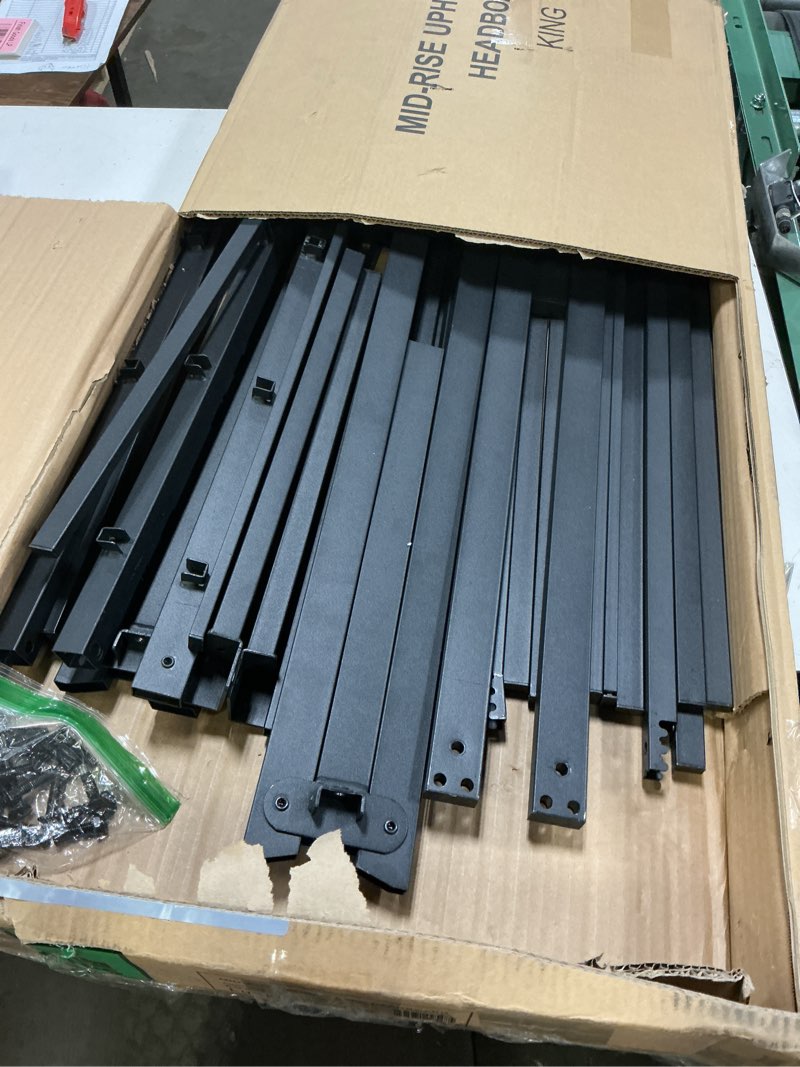 Condition photo showing As Is for LUCID King/Cal King Mid-Rise Upholstered Polyester Headboard - Diamond Tufted - Adjustable Height from 34” to 46” - Bed Frame or Wall Mount - Cobalt Cobalt King/Cal King Diamond Tufting