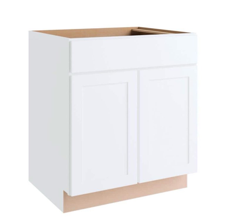 courtland 30 in. w x 24 in. d x 34.5 in. h assembled shaker base kitchen cabinet in polar white