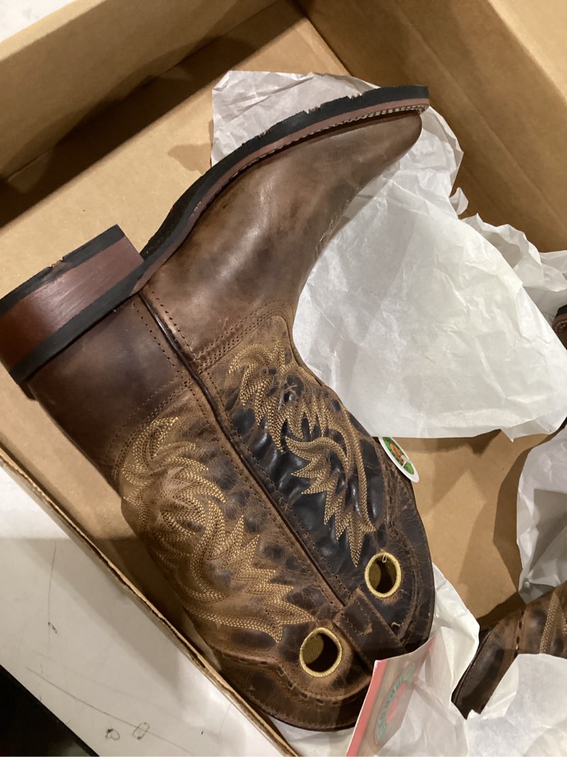 Condition photo showing New/Like New for Laredo Mens Kane Embroidered Square Toe Pull On Casual Boots Mid Calf - Brown 9 3X-Wide Tan