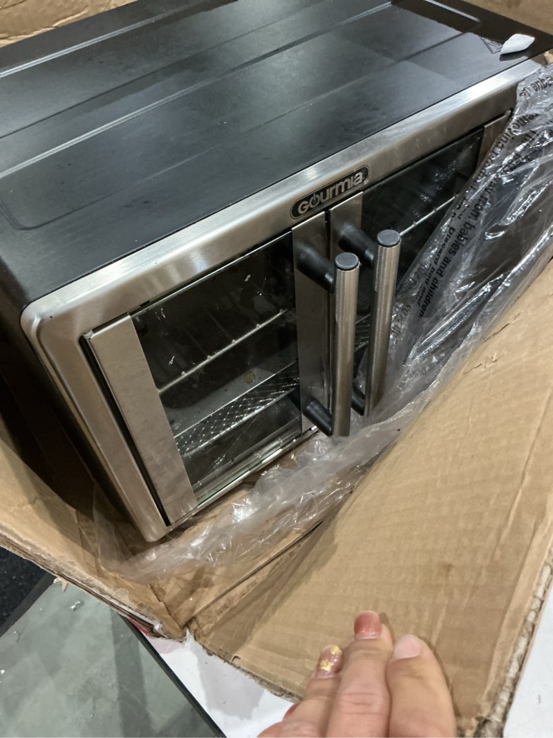 Condition photo showing As Is for gourmia 6-slice french door air fryer toaster oven — digital convection with 17 presets