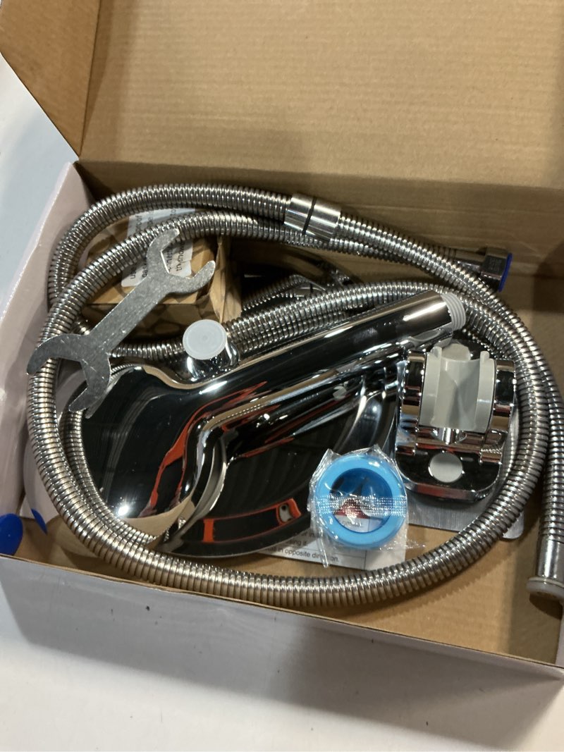 Condition photo showing Good Condition for NearMoon Shower Head with Hose, High-Pressure Stainless Steel 8'' Rain Shower and 5 Settings Handheld Shower Spray Combo with Push Button Flow Control for Easy Operation (Chrome) Chrome Finish