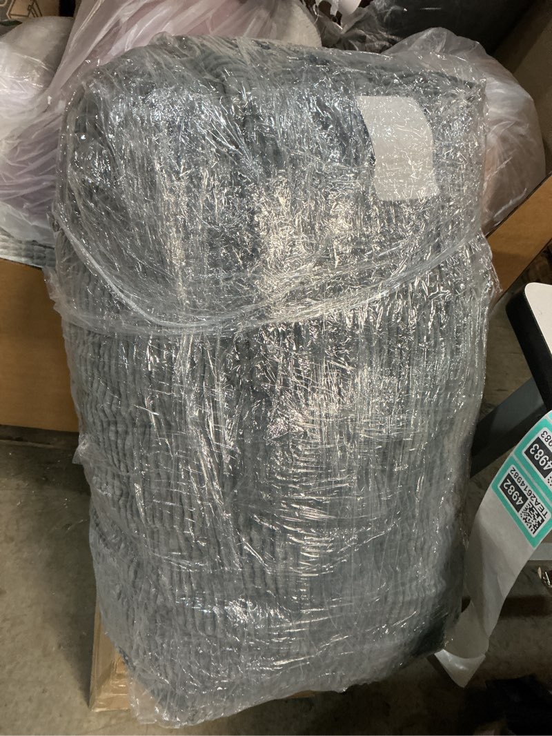 Condition photo showing As Is for Square Pouf Ottoman, Comfy Lazy Floor Footrest with Memory Foam Filling for Living Room, Grey Grey 16.9"D x 31.5"W x 11.8"H