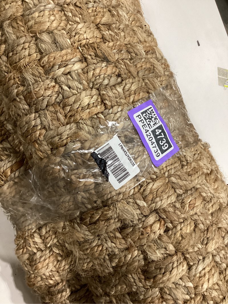 Condition photo showing Good Condition for jonathan y estera hand woven boucle chunky jute natural runner rug, 2x12, bohemian, transitional, easy-cleaning for living room, bedroom, kitchen, pet friendly, non-shedding (nfr102a-212) natural 2'2" x 12' (runner)