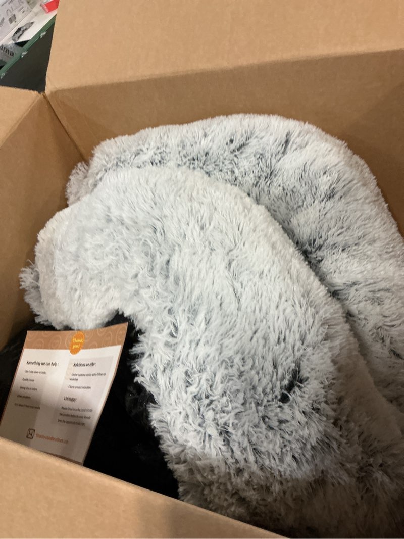 Condition photo showing As Is for tinaco calming dogs/cats bed mats, dog pad washable removable couch cover, plush long fur mat for pets, waterproof lining, perfect for small, medium and large dogs and cats (gradient gray, 36"x31") 36.0"l x 31.5"w x 5.0"th gradient gray