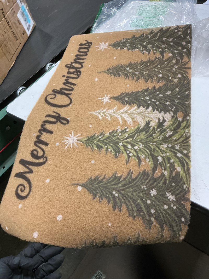 Condition photo showing Good Condition for Winter Welcome Mats for Front Door Faux-Coir Pinetree Door Mat 17x30 inch 4 Pine Trees