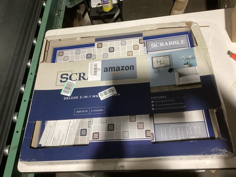 Condition photo showing Good Condition for WS Game Company Scrabble Deluxe 2-in-1 Wall Edition: Family Word Game with Magnetic Letter Tiles and Dry Erase Message Board – Oversized 30" x 24" Solid Wood Frame – Hangable Home Decor