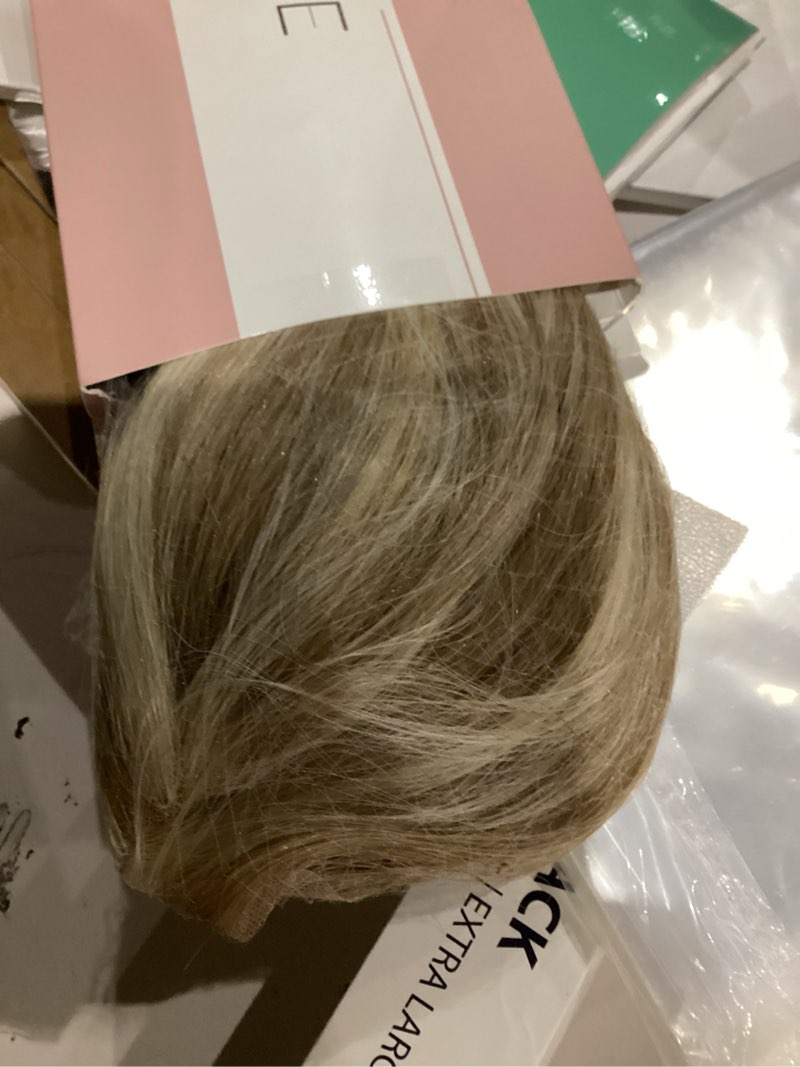 Condition photo showing Good Condition for lace front hair toppers with band for women 5.5x4 pre-cut closed lace hairline synthetic straight hair wear and go glueless toppers for beginners champagne