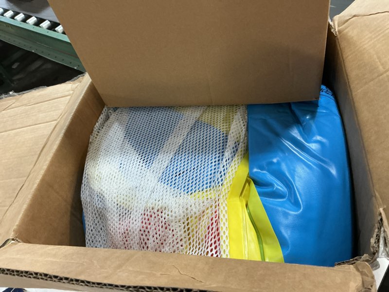 Condition photo showing Good Condition for Inflatable Bounce House with Blower, PVC Bouncer for Kids Ages 3-8, Indoor and Outdoor Bouncy Playhouse, Jumping Castle with Pump, Ball Pit, Ringtoss and Target Game, Bouncer for 3 Kids