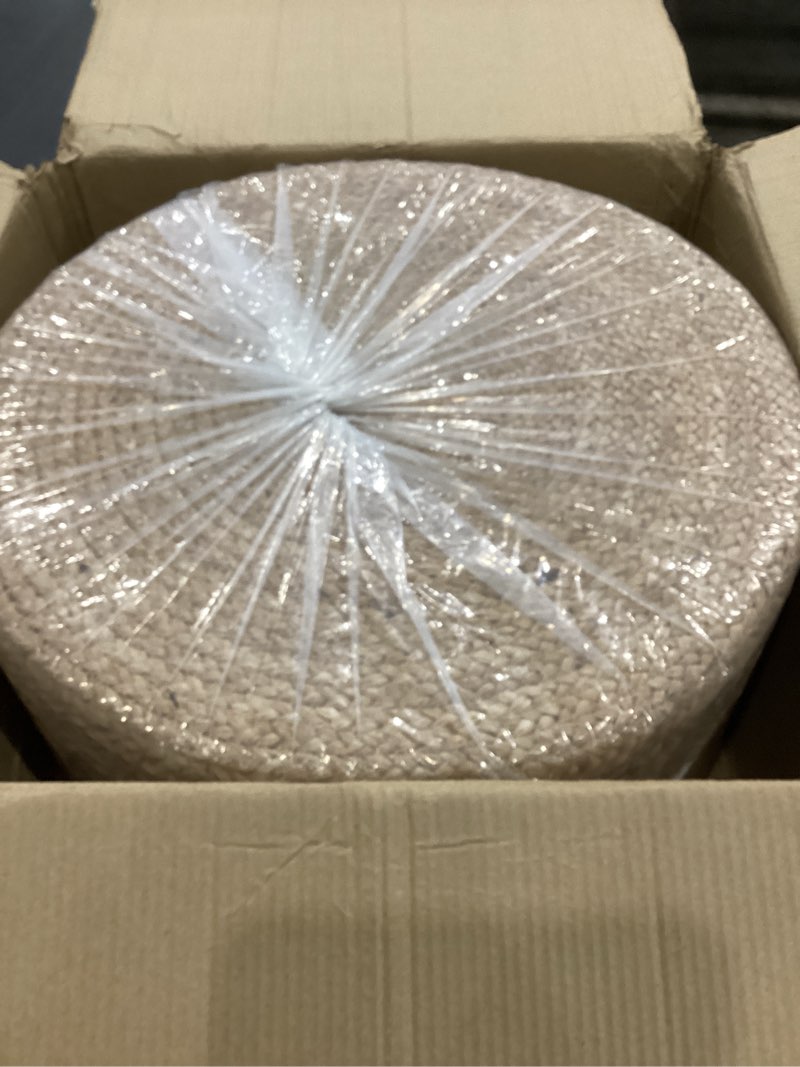 Condition photo showing Good Condition for jute pouf ottoman | footrest pouf | hand braided - round boho pouffe - for living room, bedroom, nursery (20"x20"x10") natural natural 20"x20"x10"